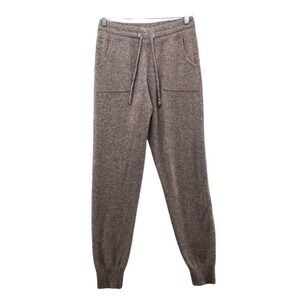 C by Bloomingdale's Cashmere Joggers Womens XS Brown Knit Drawstring Sweatpants